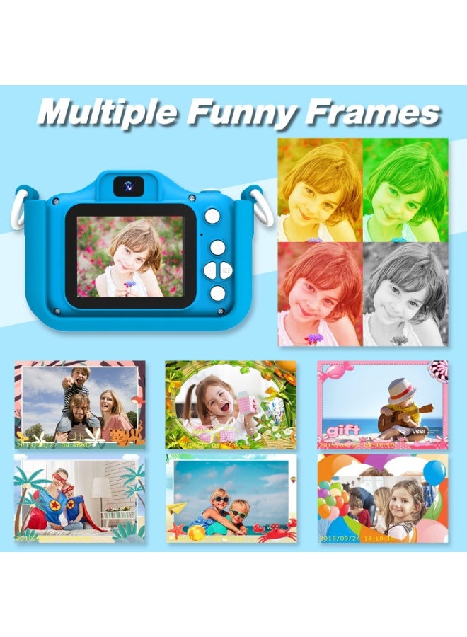 كاميرا ألعاب للأطفال من عمر 3 إلى 8 سنوات، كاميرا فيديو رقمية للأطفال مع غطاء سيليكون ناعم برسومات كرتونية، أفضل هدية للأطفال في أعياد الميلاد والكريسماس - تتضمن بطاقة ذاكرة SD سعة 32 جيجابايت - Image 4